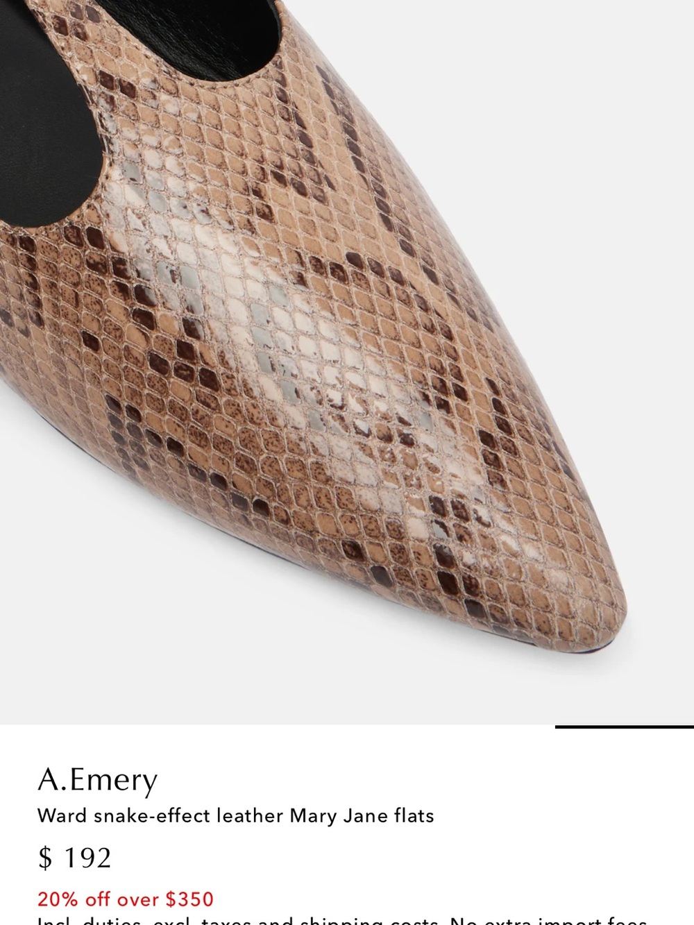 A. Emery Mary Jane Flats in Brown Snake Print